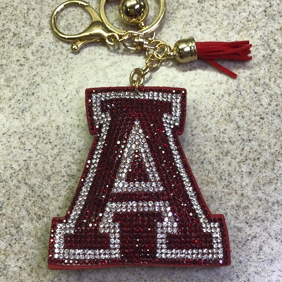 ALABAMA FANS Letter A KeychainGold tone ring/chain - Picture 2 of 7